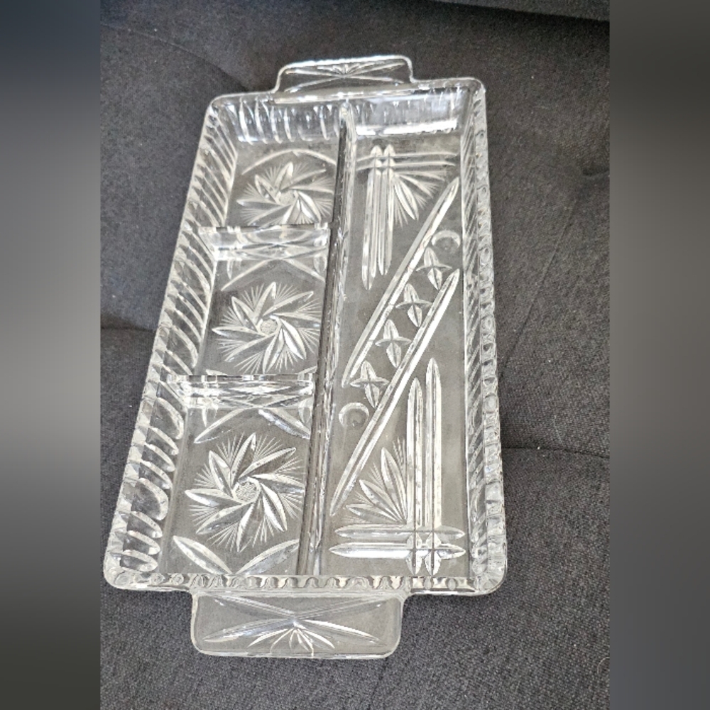 Vintage Crystal Divided Serving Tray